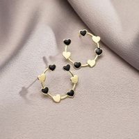 Wholesale Jewelry Casual Heart Shape Alloy 14k Gold Plated Plating Ear Studs main image 1