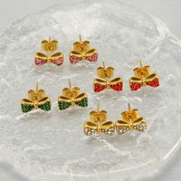1 Pair Elegant Classical Vintage Style Flower Bow Knot Plating Inlay 304 Stainless Steel Zircon 18K Gold Plated Ear Studs main image 1
