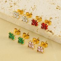 1 Pair Elegant Classical Vintage Style Flower Bow Knot Plating Inlay 304 Stainless Steel Zircon 18K Gold Plated Ear Studs main image 4
