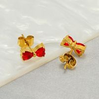 1 Pair Elegant Classical Vintage Style Flower Bow Knot Plating Inlay 304 Stainless Steel Zircon 18K Gold Plated Ear Studs main image 3