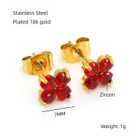 1 Pair Elegant Classical Vintage Style Flower Bow Knot Plating Inlay 304 Stainless Steel Zircon 18K Gold Plated Ear Studs sku image 2