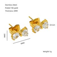 1 Pair Elegant Classical Vintage Style Flower Bow Knot Plating Inlay 304 Stainless Steel Zircon 18K Gold Plated Ear Studs sku image 2
