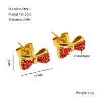 1 Pair Elegant Classical Vintage Style Flower Bow Knot Plating Inlay 304 Stainless Steel Zircon 18K Gold Plated Ear Studs sku image 10