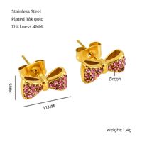 1 Pair Elegant Classical Vintage Style Flower Bow Knot Plating Inlay 304 Stainless Steel Zircon 18K Gold Plated Ear Studs sku image 11