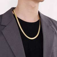Hip-Hop Solid Color Titanium Steel 18K Gold Plated Men's Necklace main image 4