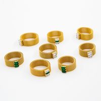 304 Stainless Steel 18K Gold Plated IG Style Simple Style Plating Inlay Rectangle Zircon Rings main image 5