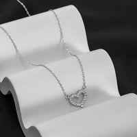 Elegant Herzform Sterling Silber Inlay Zirkon Halskette Mit Anhänger sku image 1