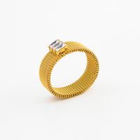 Acero Inoxidable 304 Chapados en oro de 18k Estilo IG Estilo Simple Enchapado Embutido Rectángulo Circón Anillos sku image 6