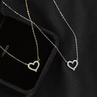 Elegant Heart Shape Sterling Silver Inlay Zircon Pendant Necklace main image 1