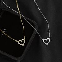Elegant Heart Shape Sterling Silver Inlay Zircon Pendant Necklace main image 5