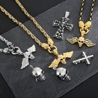 Punk Skull Titanium Steel Plating 18K Gold Plated Halloween Men's Pendant Necklace main image 1