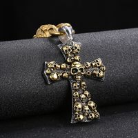 Punk Skull Titanium Steel Plating 18K Gold Plated Halloween Men's Pendant Necklace main image 4