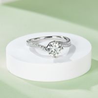 Elegant Classic Style Round Sterling Silver Gra Plating Inlay Moissanite White Gold Plated Rings main image 5