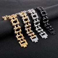 Punk Solid Color Titanium Steel Chain 18K Gold Plated Men's Bracelets main image 1
