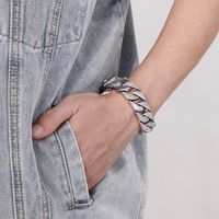 Hip-hop Retro Solid Color Titanium Steel Chain Inlay Zircon Men's Bracelets main image 3