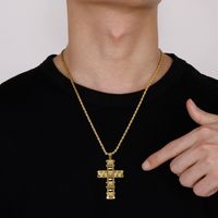 Hip Hop Cruzar Acero Titanio Enchapado Hombres Collar Colgante main image 4