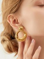 1 Paire Style Simple Style Classique Couleur Unie Placage Acier Inoxydable 304 Plaqué Or 14K Boucles D'oreilles sku image 1