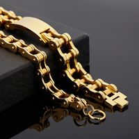 Hip-Hop Solid Color Titanium Steel Chain 18K Gold Plated Men's Bracelets main image 3