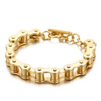 Hip-Hop Solid Color Titanium Steel Chain 18K Gold Plated Men's Bracelets main image 4