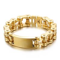Hip-Hop Solid Color Titanium Steel Chain 18K Gold Plated Men's Bracelets sku image 3