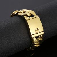 Hip-Hop Solid Color Titanium Steel Polishing 18K Gold Plated Men's Bracelets main image 2