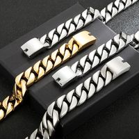 Hip-Hop Geometric Stainless Steel Polishing 18K Gold Plated Men's Bracelets main image 5