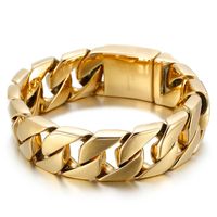 Hip-Hop Geometric Stainless Steel Polishing 18K Gold Plated Men's Bracelets sku image 5