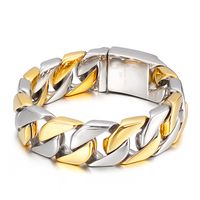 Hip-Hop Geometric Stainless Steel Polishing 18K Gold Plated Men's Bracelets sku image 10