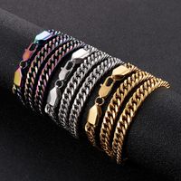 Titanium Steel 18K Gold Plated Hip-Hop Retro Solid Color Bracelets Necklace main image 1