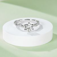 Elegant Classic Style Round Sterling Silver Gra Plating Inlay Moissanite White Gold Plated Rings main image 3