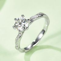 Elegant Classic Style Round Sterling Silver Gra Plating Inlay Moissanite White Gold Plated Rings main image 8