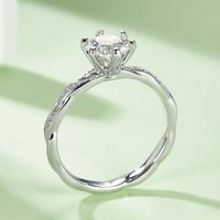 Elegant Classic Style Round Sterling Silver Gra Plating Inlay Moissanite White Gold Plated Rings main image 2