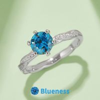 Elegant Classic Style Round Sterling Silver Gra Plating Inlay Moissanite White Gold Plated Rings main image 5