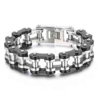 Punk Solid Color Titanium Steel Chain 18K Gold Plated Men's Bracelets sku image 5