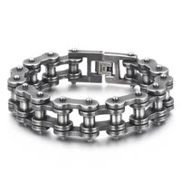 Punk Solid Color Titanium Steel Chain 18K Gold Plated Men's Bracelets sku image 2