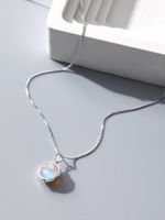 Elegant Round Sterling Silver Inlay Artificial Gemstones Pendant Necklace main image 2