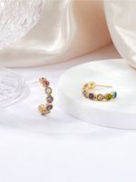 1 Pair Simple Style Round Plating Inlay 304 Stainless Steel Zircon 14K Gold Plated Hoop Earrings main image 5