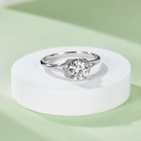 Elegant Classic Style Round Sterling Silver Gra Plating Inlay Moissanite White Gold Plated Rings main image 7