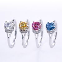Elegant Classic Style Round Sterling Silver Gra Plating Inlay Moissanite White Gold Plated Rings main image 1