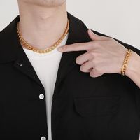 Titanium Steel 18K Gold Plated Punk Streetwear Geometric Bracelets Necklace main image 4