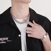 Hip-hop Retro Solid Color Titanium Steel Men's Bracelets Necklace main image 3