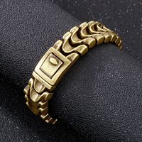 Punk Solid Color Titanium Steel Chain 18K Gold Plated Men's Bracelets main image 5