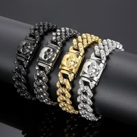 Hip Hop Punk Crâne Acier Inoxydable Plaqué Or 18K Hommes Bracelets main image 1