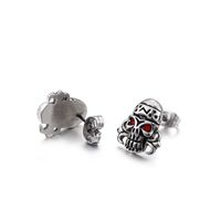 1 Pair Hip-hop Retro Skull Inlay Titanium Steel Rhinestones Ear Studs main image 4