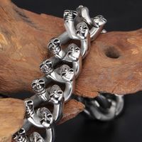 Hip-hop Retro Skull Titanium Steel Plating Gold Plated Men's Bracelets main image 4
