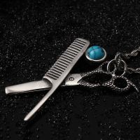 Hip-hop Retro Scissors Titanium Steel Inlay Turquoise Charms Jewelry Accessories main image 2