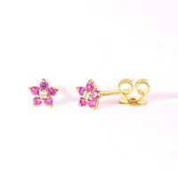 1 Pair Simple Style Flower Plating Inlay Copper Zircon White Gold Plated Gold Plated Ear Studs main image 2