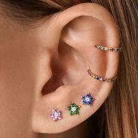 1 Pair Simple Style Flower Plating Inlay Copper Zircon White Gold Plated Gold Plated Ear Studs main image 10