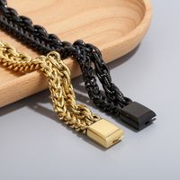 Basic Solid Color Titanium Steel Chain 18K Gold Plated Men's Bracelets main image 4