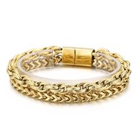 Basic Solid Color Titanium Steel Chain 18K Gold Plated Men's Bracelets sku image 7